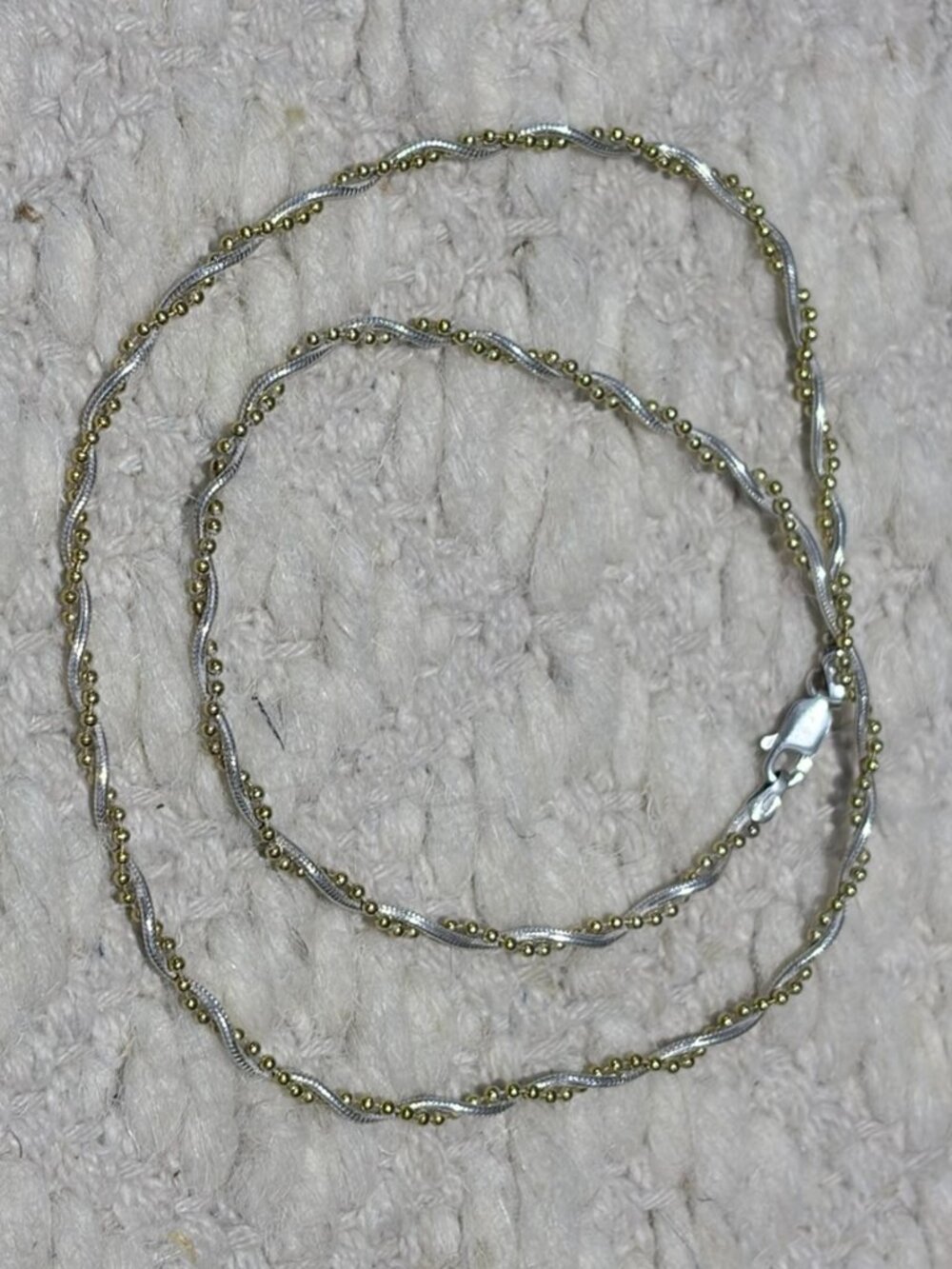 14K Gold Vermeil & Sterling Silver Twisted Chain Necklace 18” 2-Tone Italy